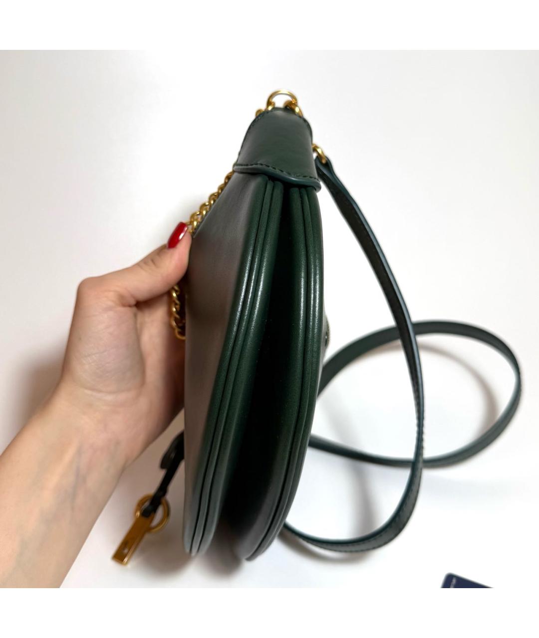 POLO RALPH LAUREN Зеленая кожаная сумка через плечо, фото 5