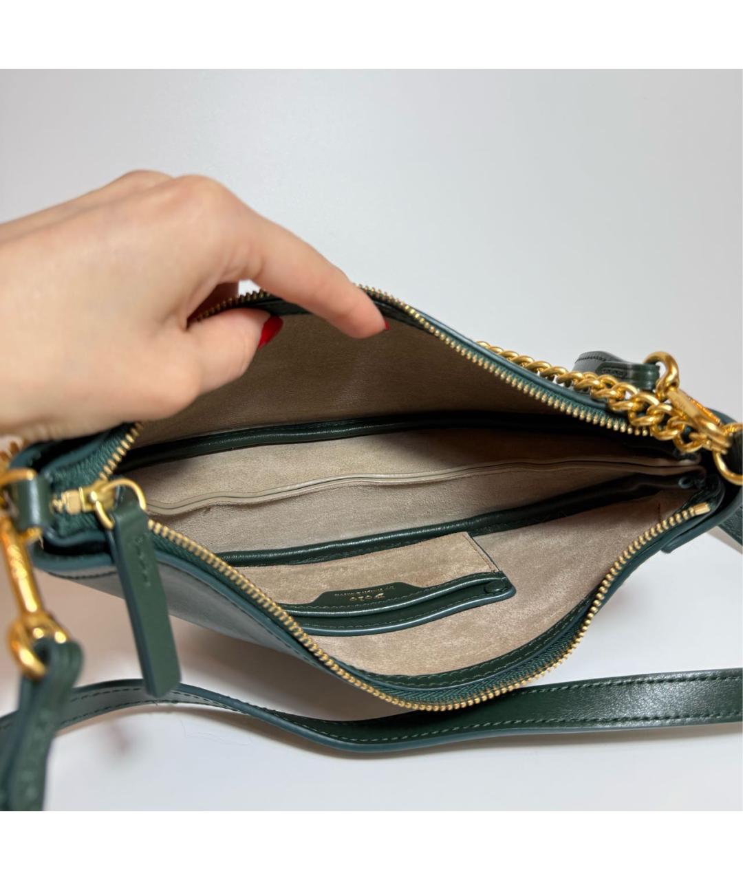POLO RALPH LAUREN Зеленая кожаная сумка через плечо, фото 4