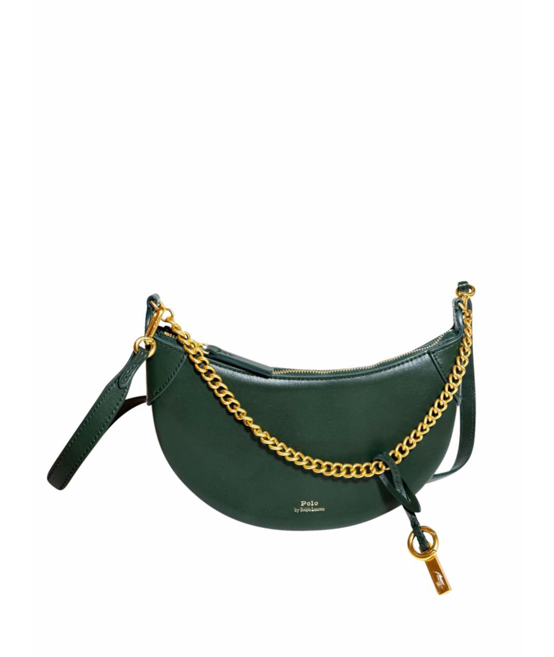 POLO RALPH LAUREN Зеленая кожаная сумка через плечо, фото 1