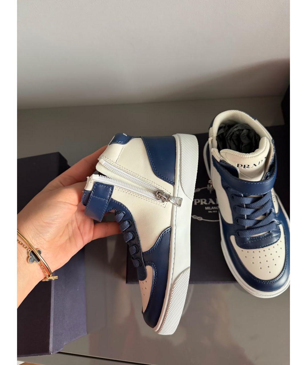 PRADA Синие кожаные кеды, фото 3