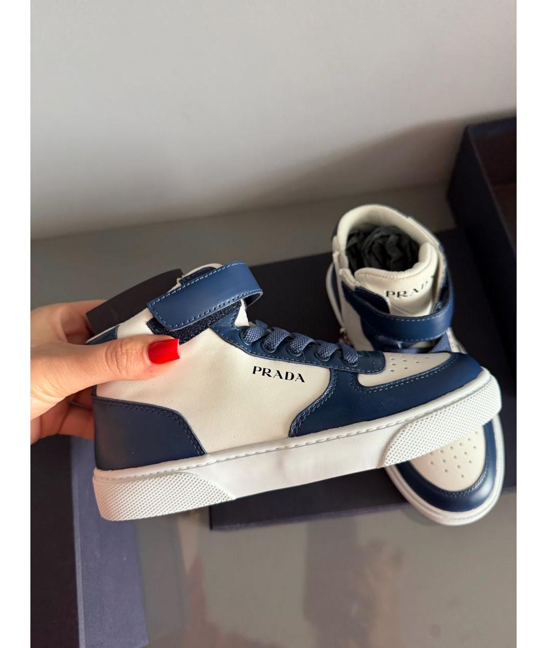 PRADA Синие кожаные кеды, фото 6