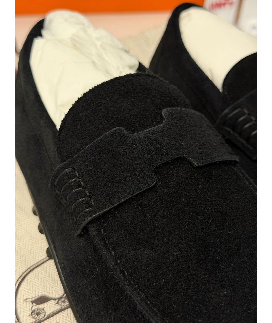 HERMES Черные замшевые лоферы, фото 3