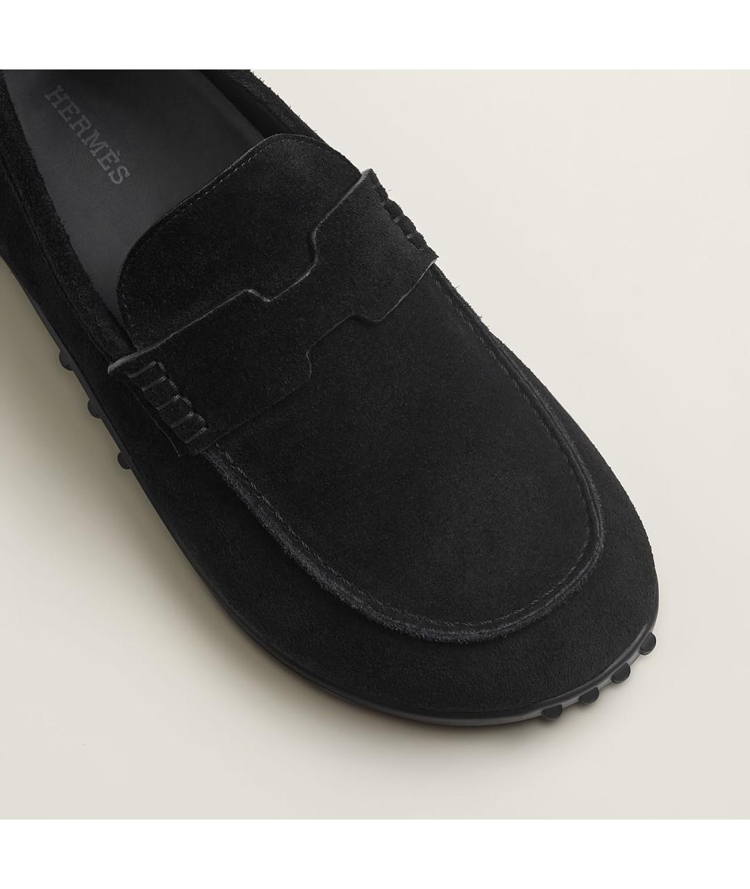 HERMES Черные замшевые лоферы, фото 6