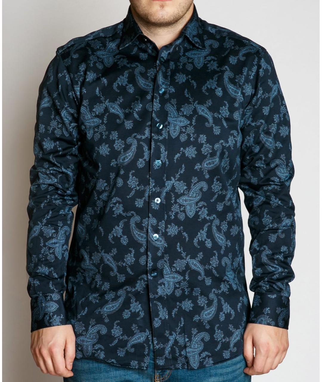 ETRO Темно-синяя хлопковая классическая рубашка, фото 2