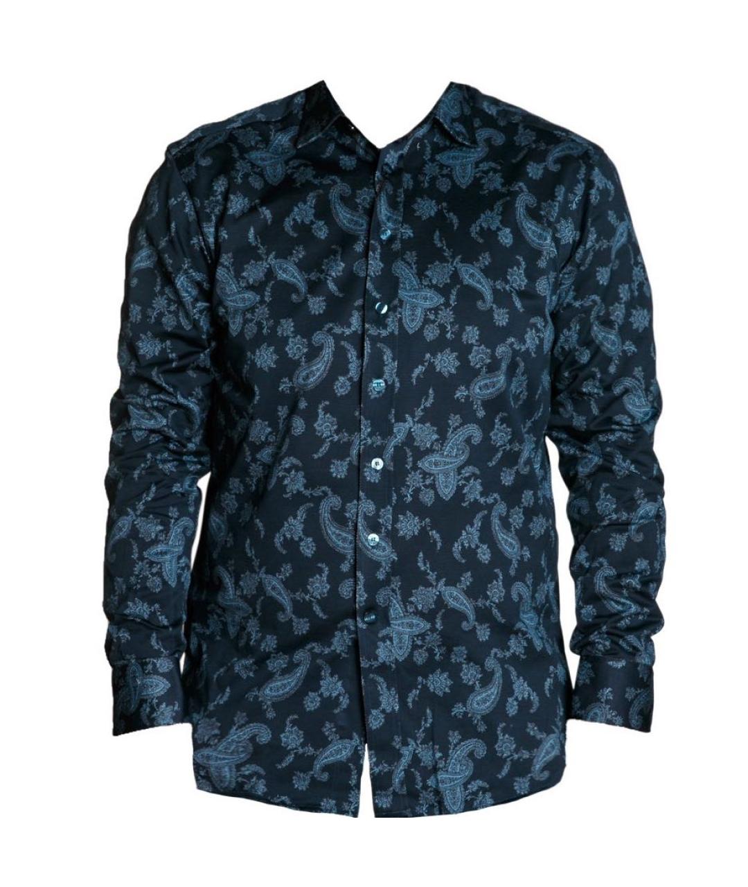 ETRO Темно-синяя хлопковая классическая рубашка, фото 1