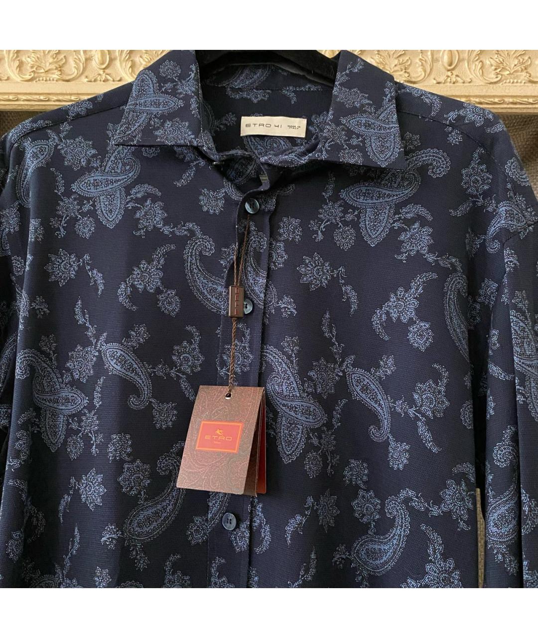 ETRO Темно-синяя хлопковая классическая рубашка, фото 7