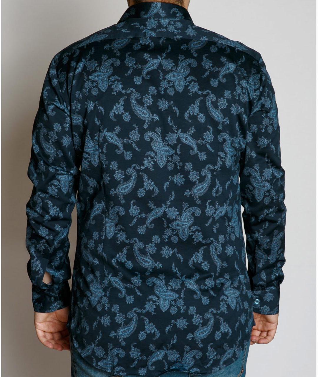 ETRO Темно-синяя хлопковая классическая рубашка, фото 3