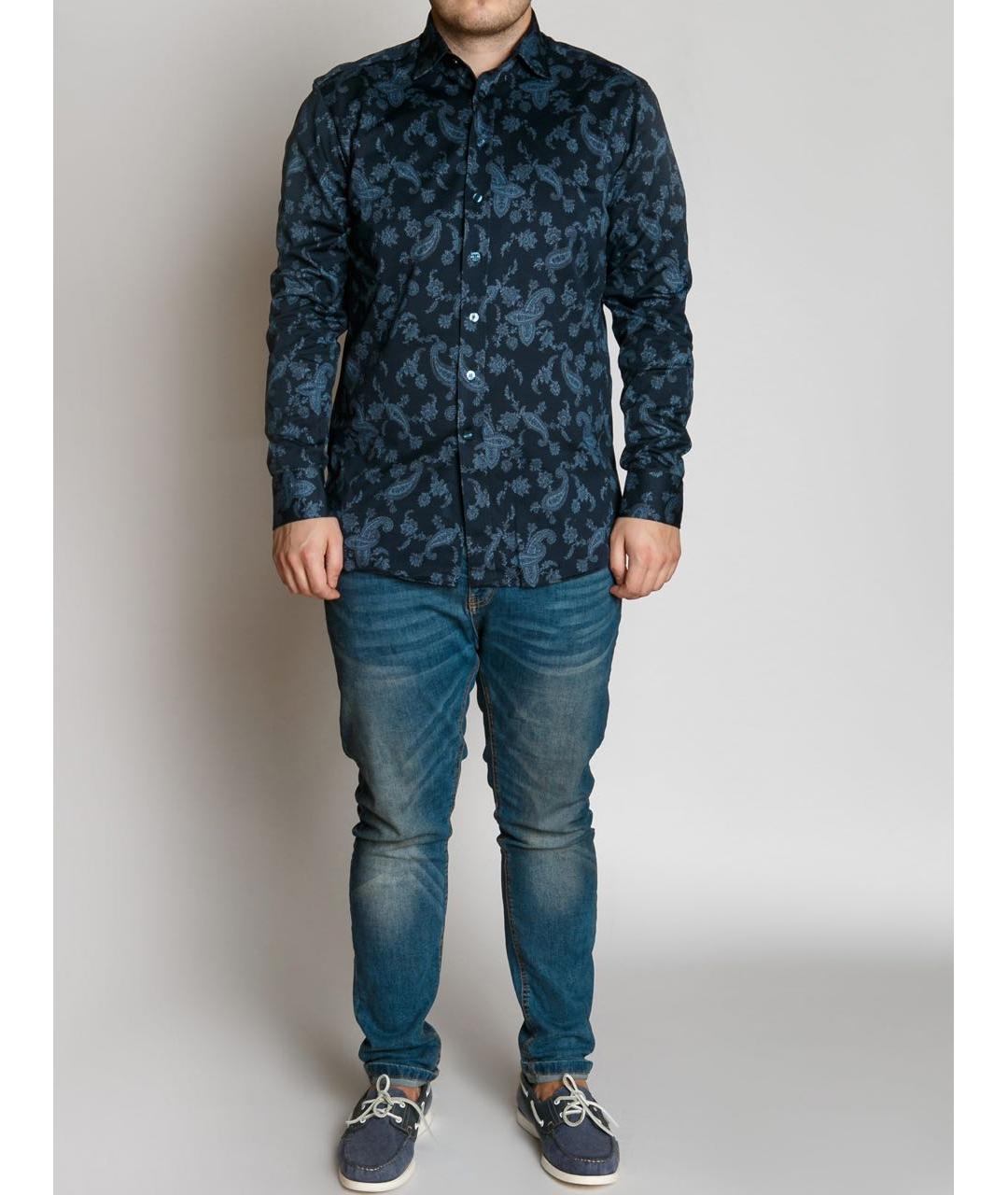 ETRO Темно-синяя хлопковая классическая рубашка, фото 4