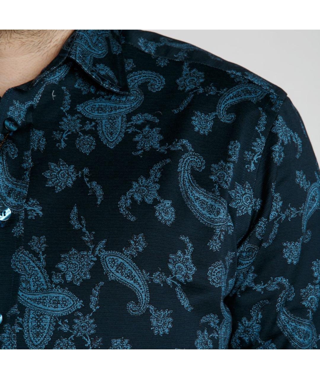 ETRO Темно-синяя хлопковая классическая рубашка, фото 5