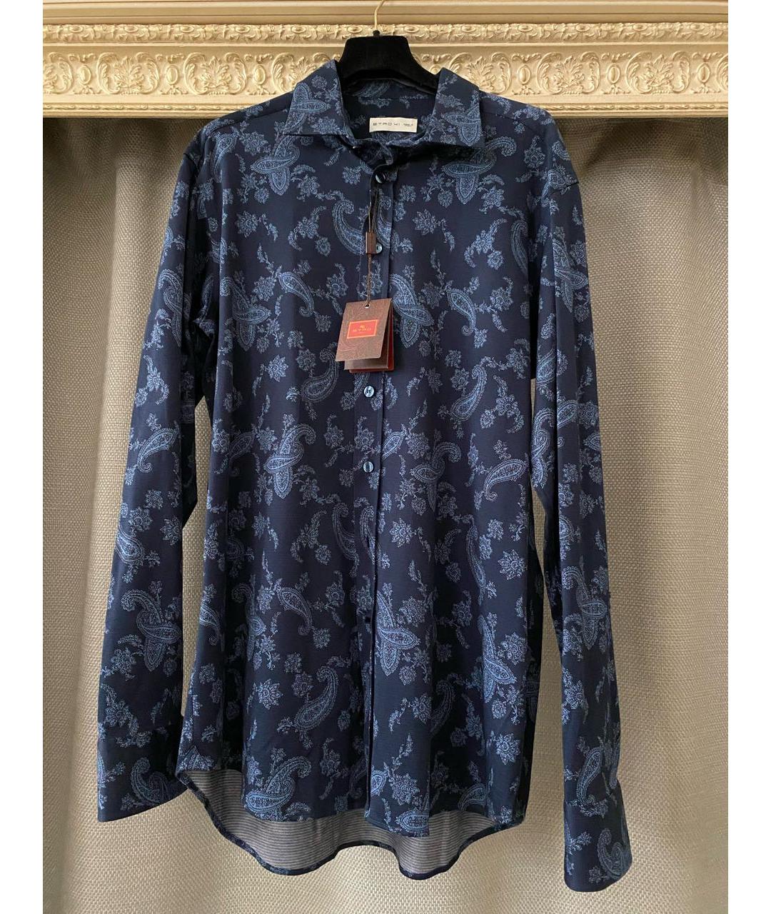 ETRO Темно-синяя хлопковая классическая рубашка, фото 6