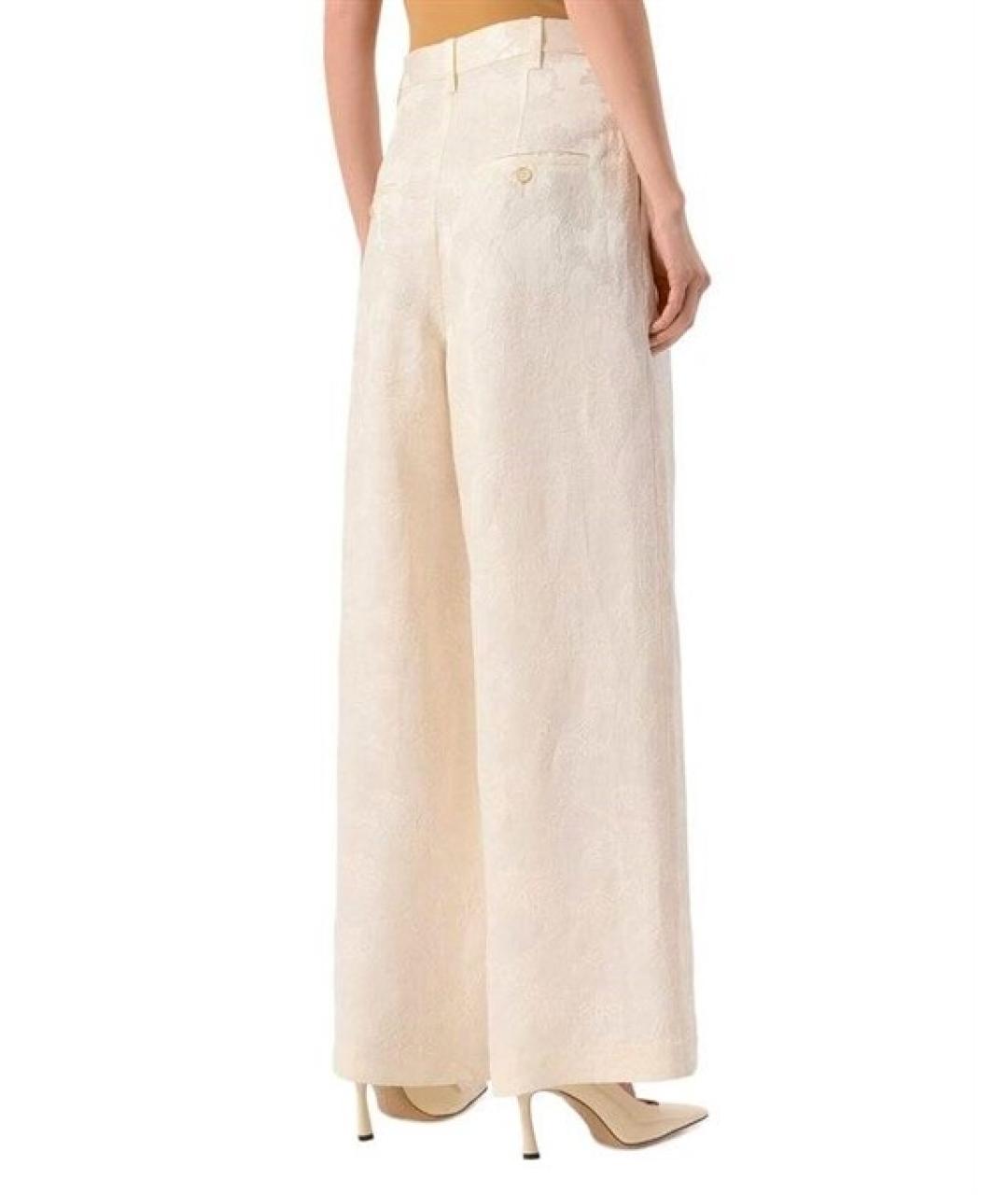 UMA WANG Бежевые льняные брюки широкие, фото 3