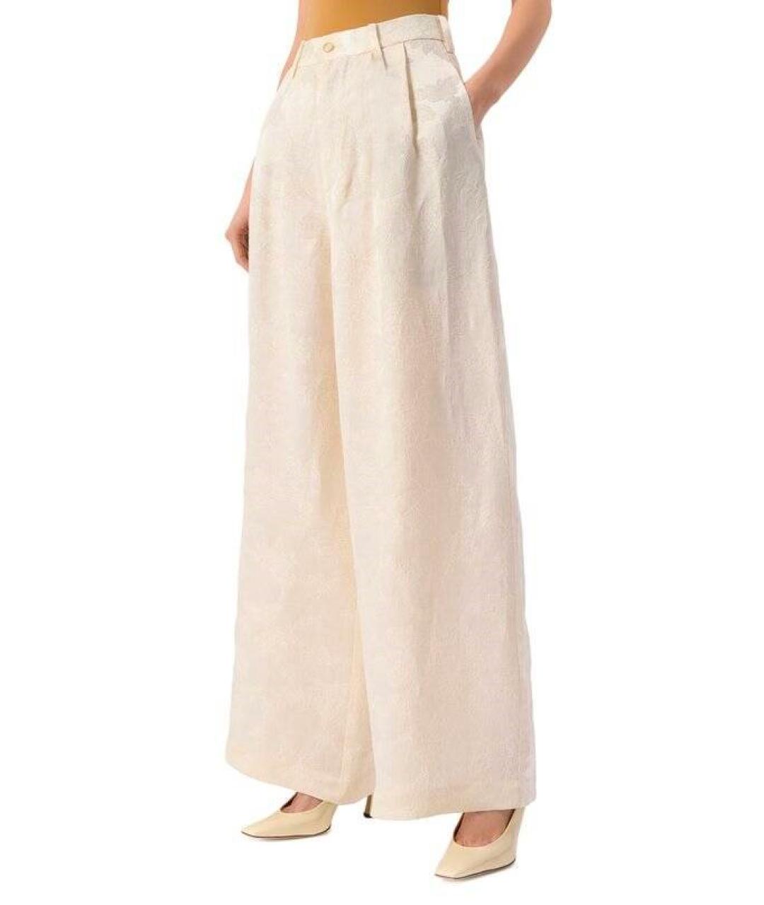 UMA WANG Бежевые льняные брюки широкие, фото 2