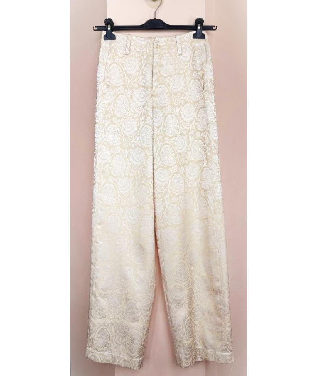 UMA WANG Бежевые льняные брюки широкие, фото 10