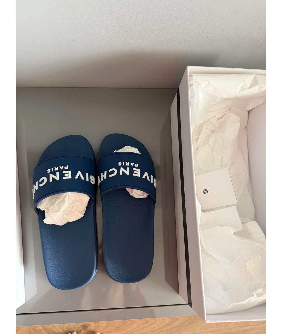 GIVENCHY Темно-синие резиновые шлепанцы, фото 2