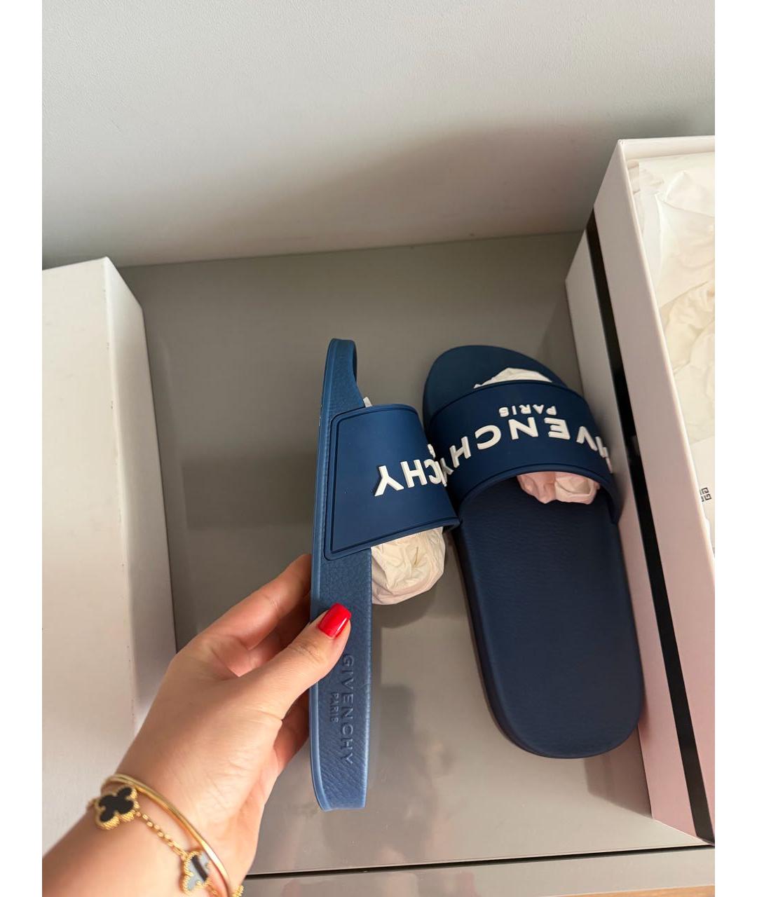 GIVENCHY Темно-синие резиновые шлепанцы, фото 6