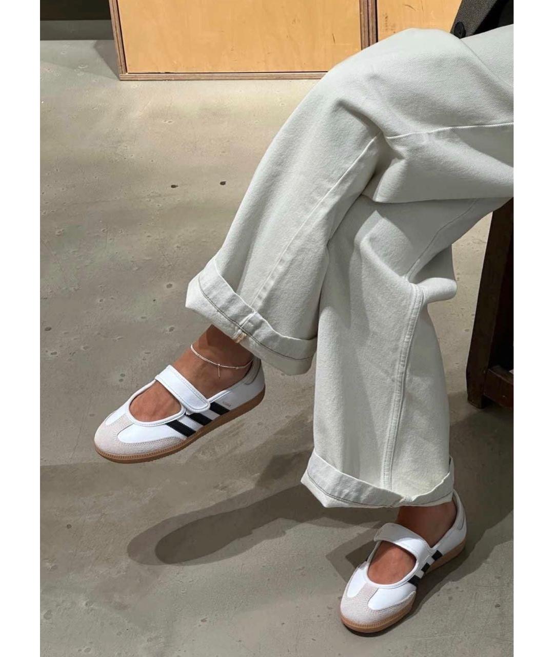 ADIDAS Белые кожаные балетки, фото 5