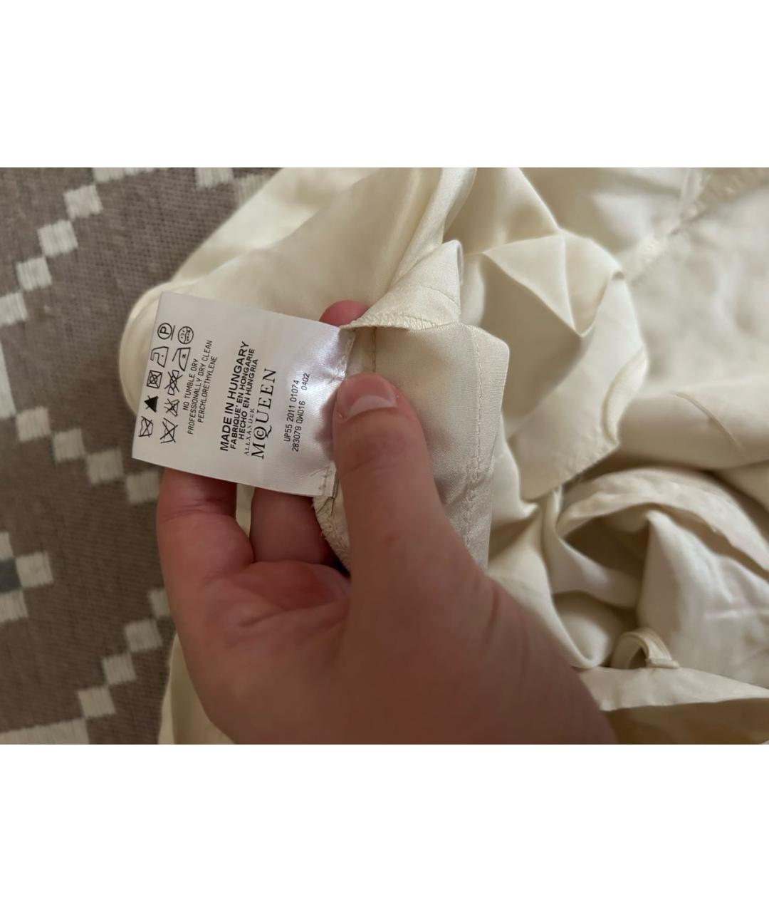 ALEXANDER MCQUEEN Белые шелковые брюки широкие, фото 7