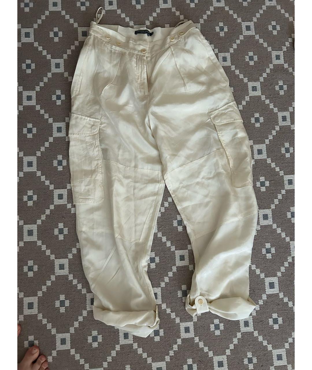 ALEXANDER MCQUEEN Белые шелковые брюки широкие, фото 8