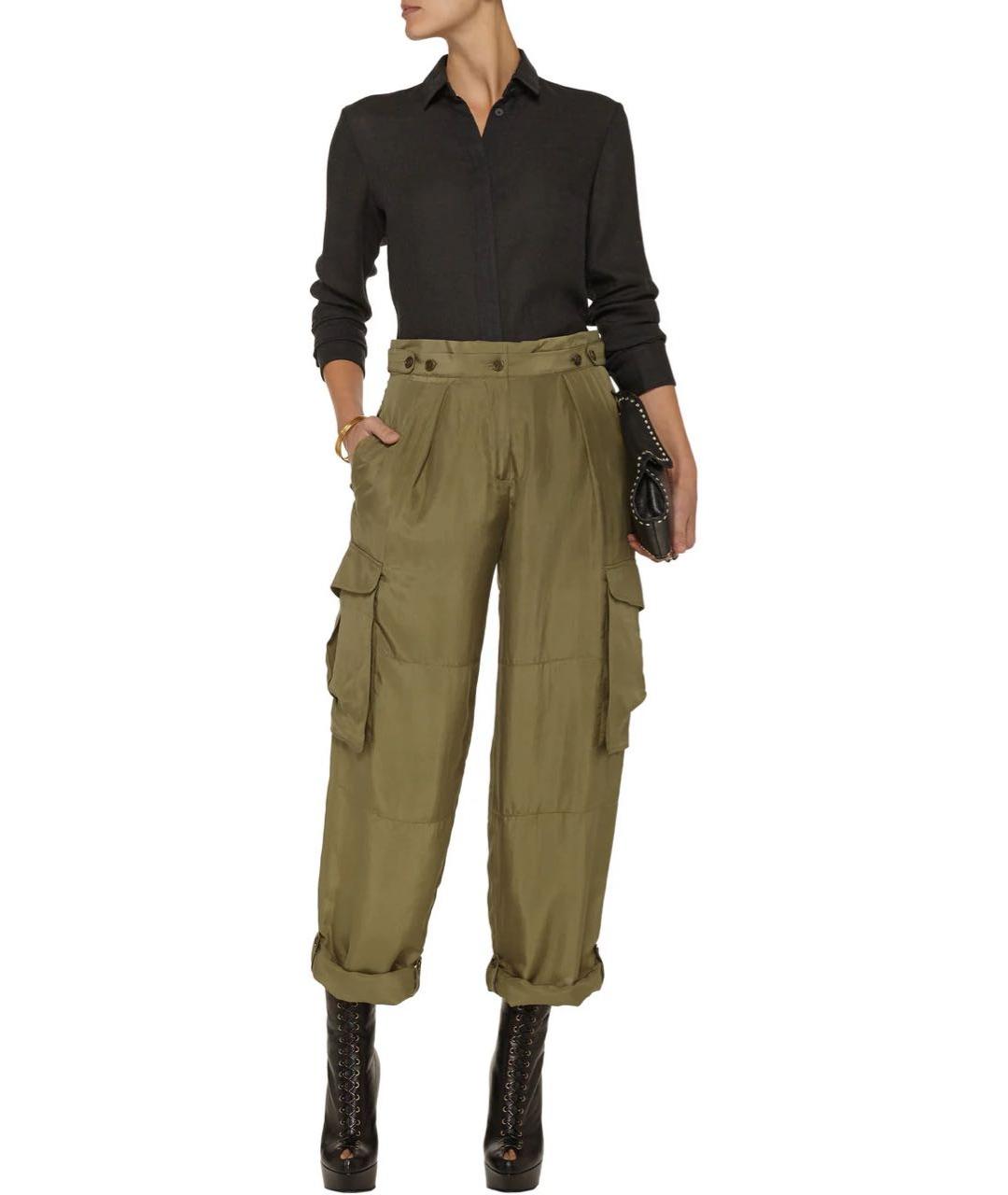 ALEXANDER MCQUEEN Белые шелковые брюки широкие, фото 5