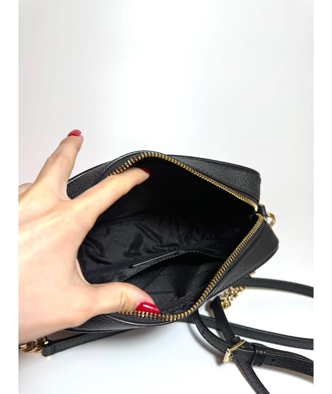 MICHAEL KORS Черная кожаная сумка через плечо, фото 4