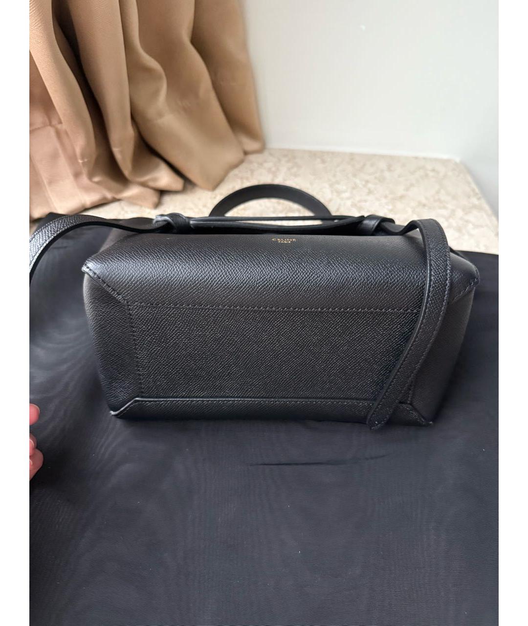 CELINE Черная кожаная сумка с короткими ручками, фото 8
