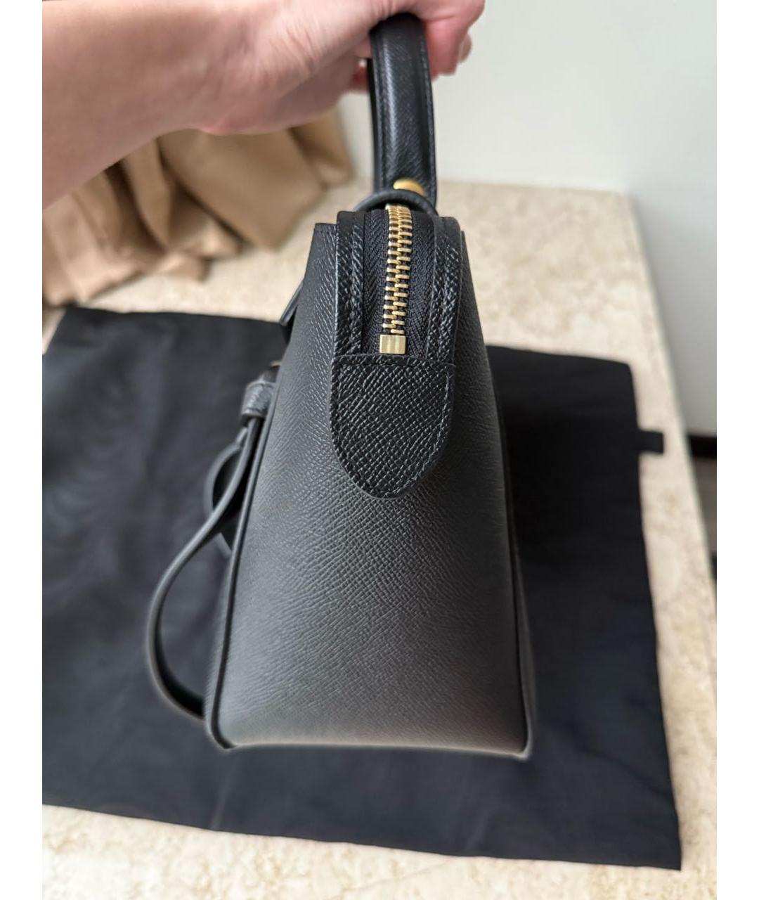 CELINE Черная кожаная сумка с короткими ручками, фото 6