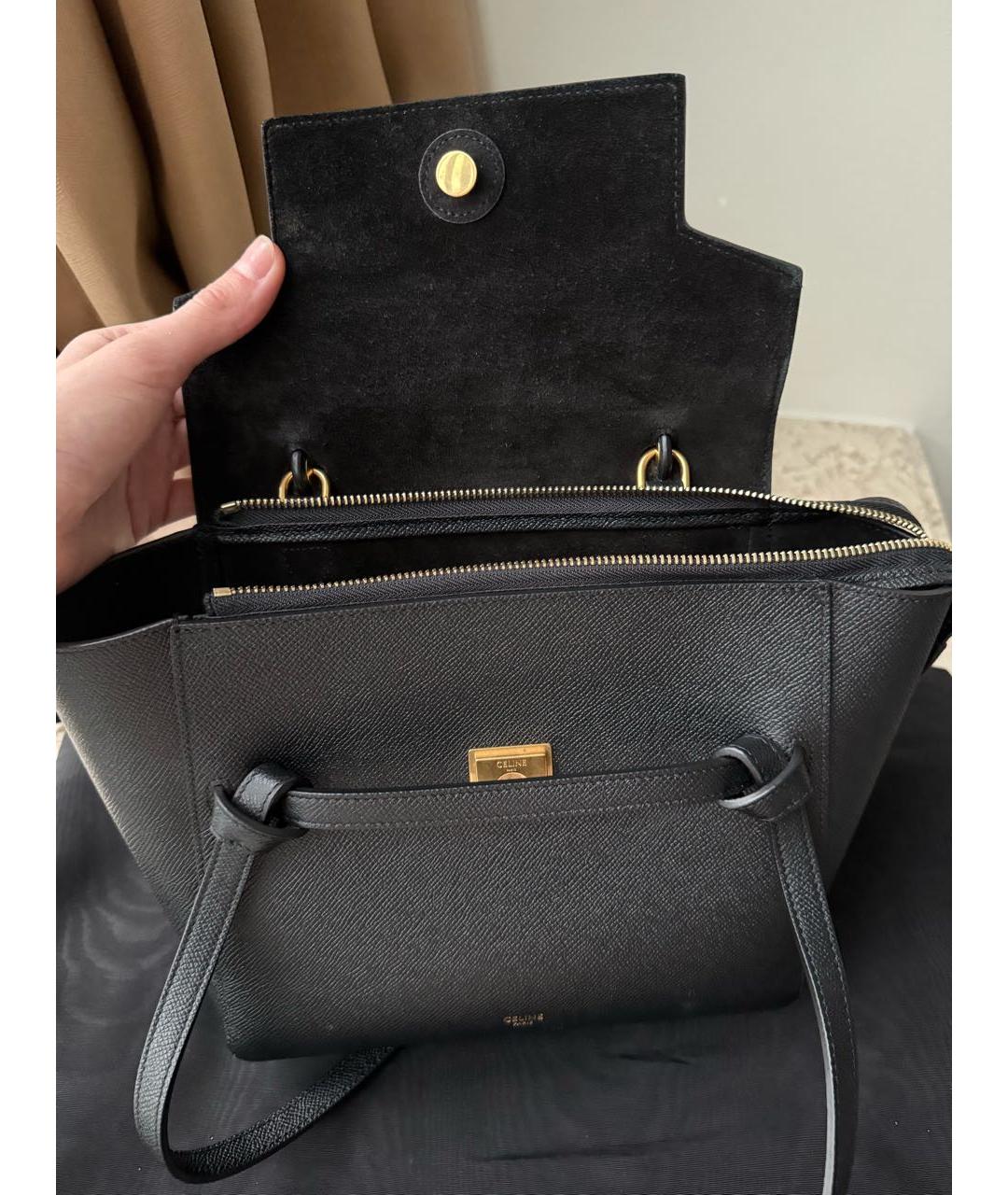 CELINE Черная кожаная сумка с короткими ручками, фото 9