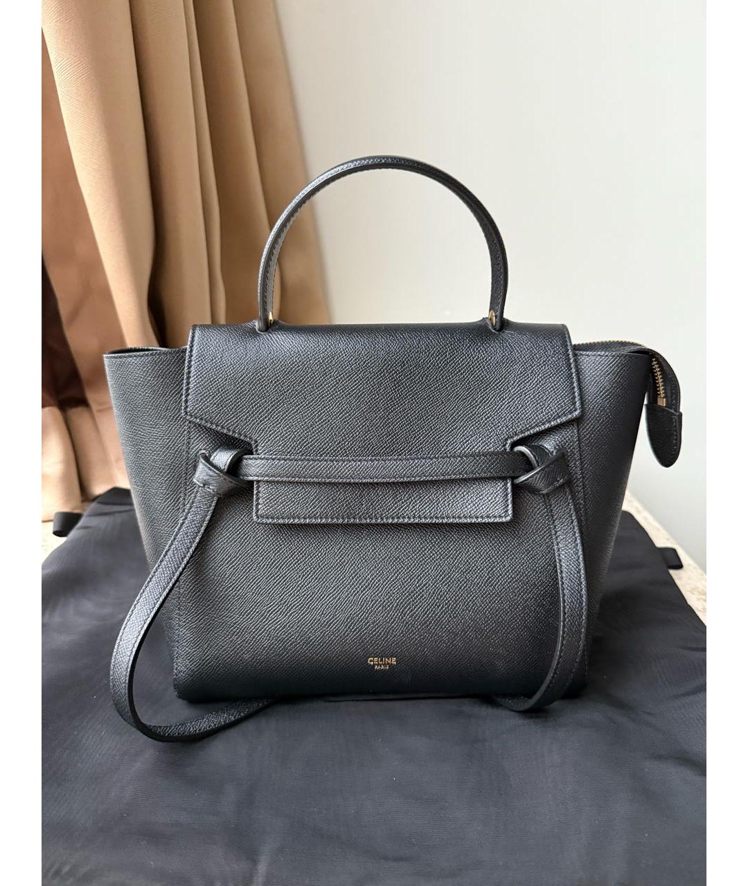 CELINE Черная кожаная сумка с короткими ручками, фото 2