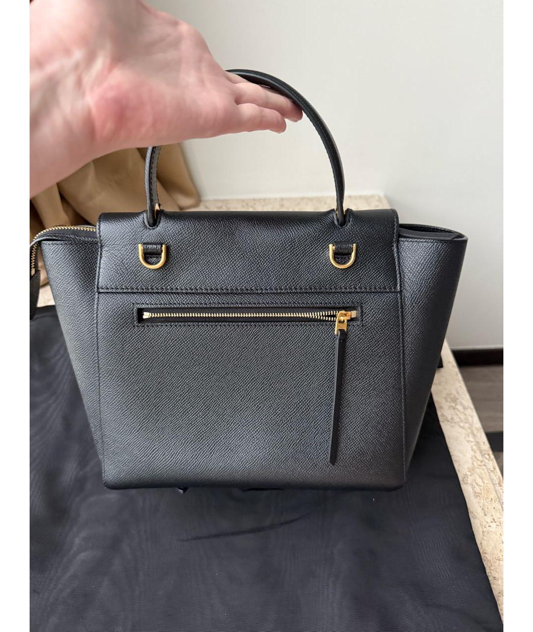 CELINE Черная кожаная сумка с короткими ручками, фото 7