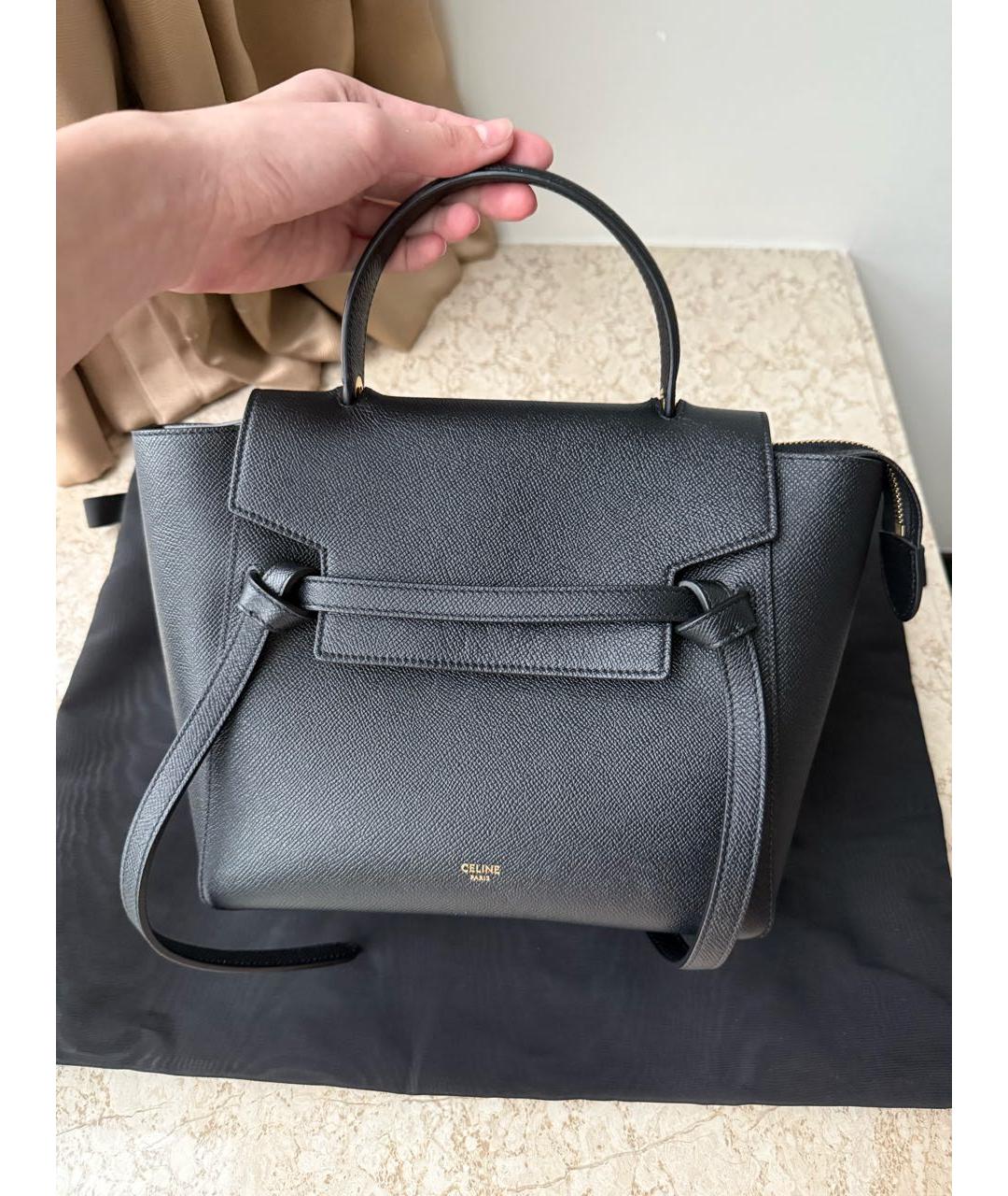 CELINE Черная кожаная сумка с короткими ручками, фото 4