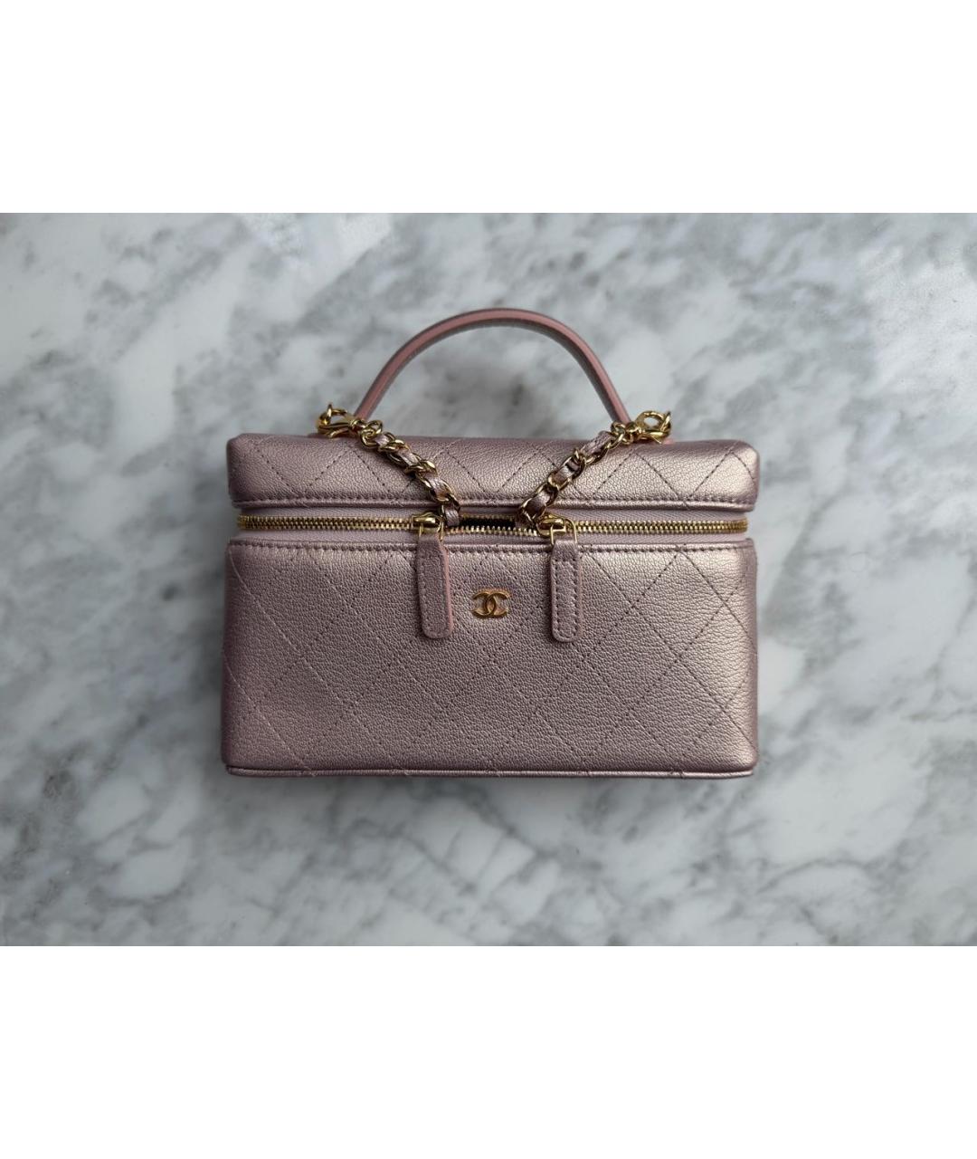 CHANEL Розовая кожаная сумка с короткими ручками, фото 2