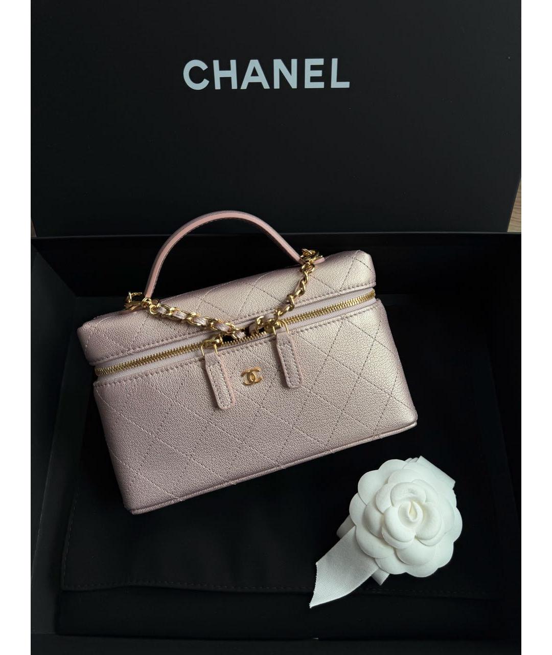 CHANEL Розовая кожаная сумка с короткими ручками, фото 4