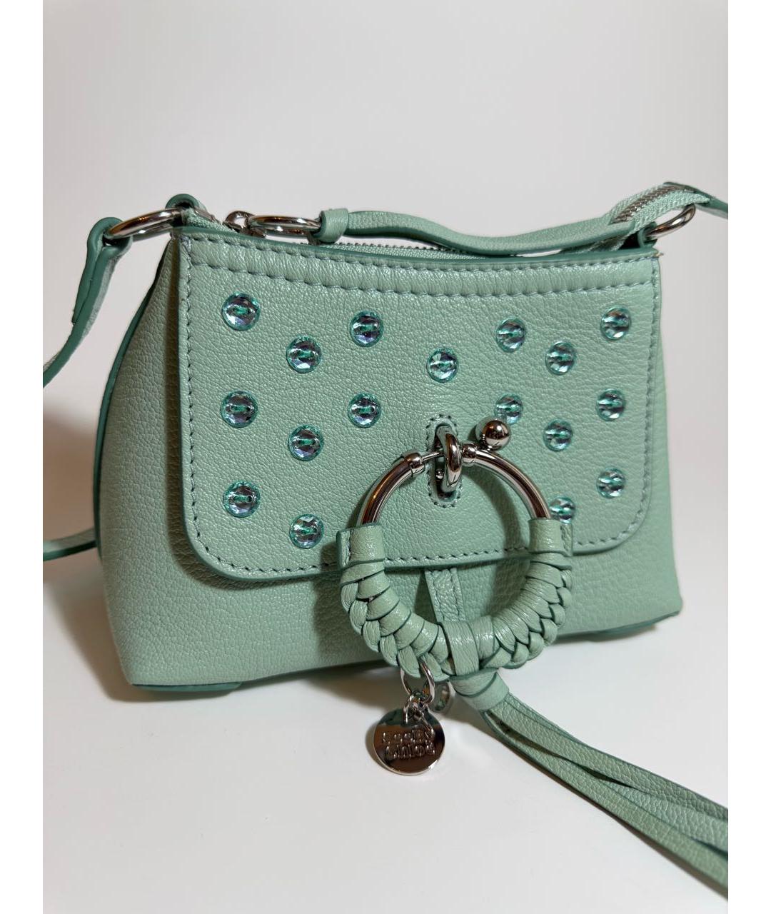 SEE BY CHLOE Бирюзовая кожаная сумка через плечо, фото 2