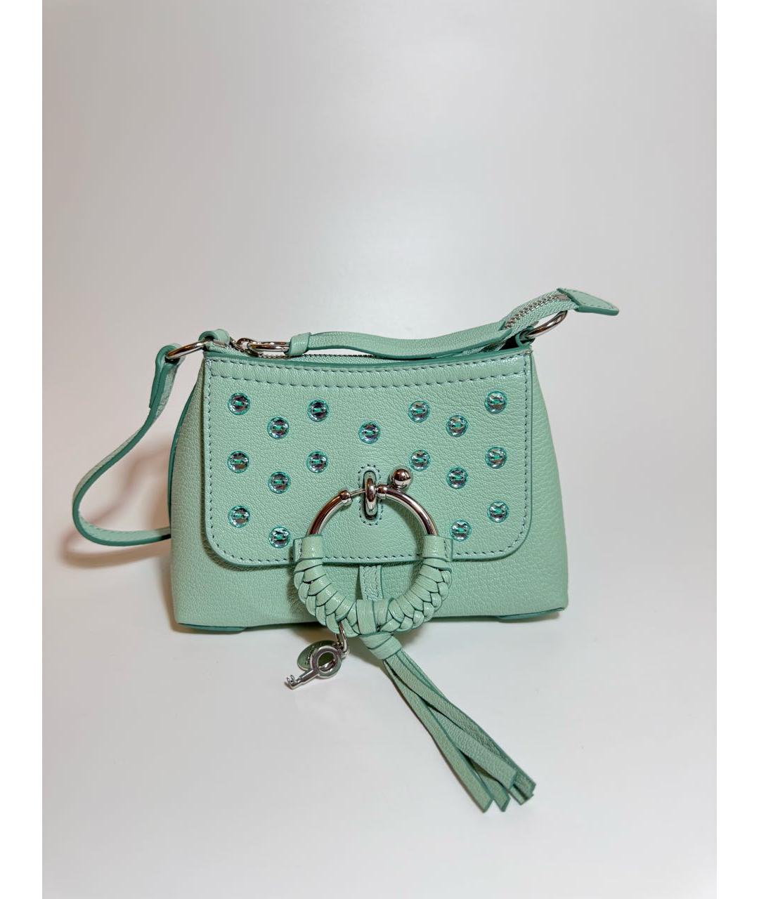 SEE BY CHLOE Бирюзовая кожаная сумка через плечо, фото 7