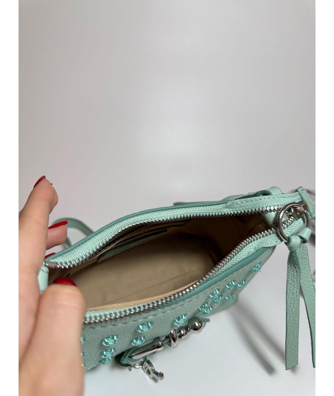 SEE BY CHLOE Бирюзовая кожаная сумка через плечо, фото 5