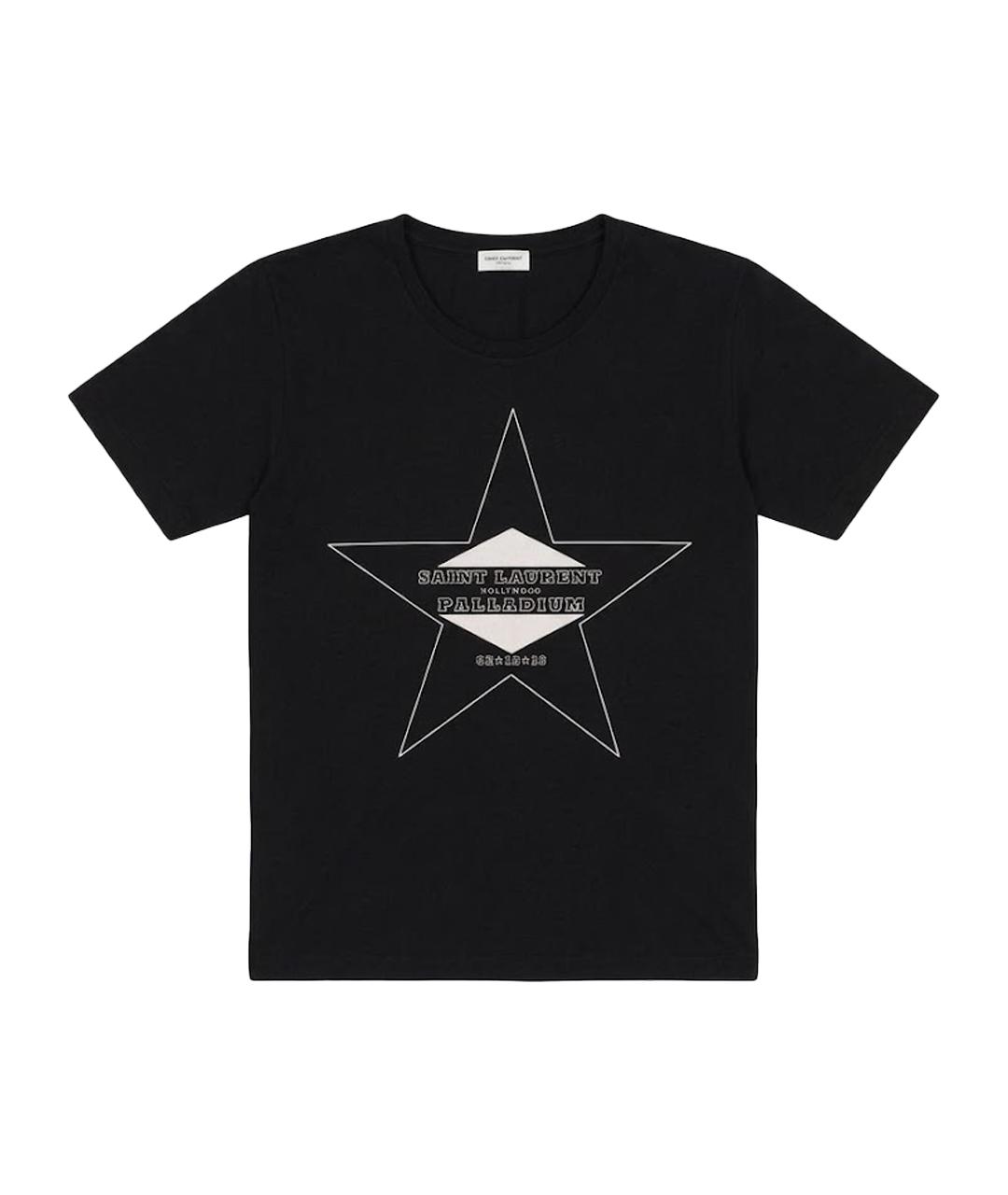 SAINT LAURENT Черная хлопковая футболка, фото 1