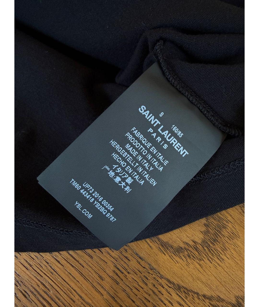 SAINT LAURENT Черная хлопковая футболка, фото 4