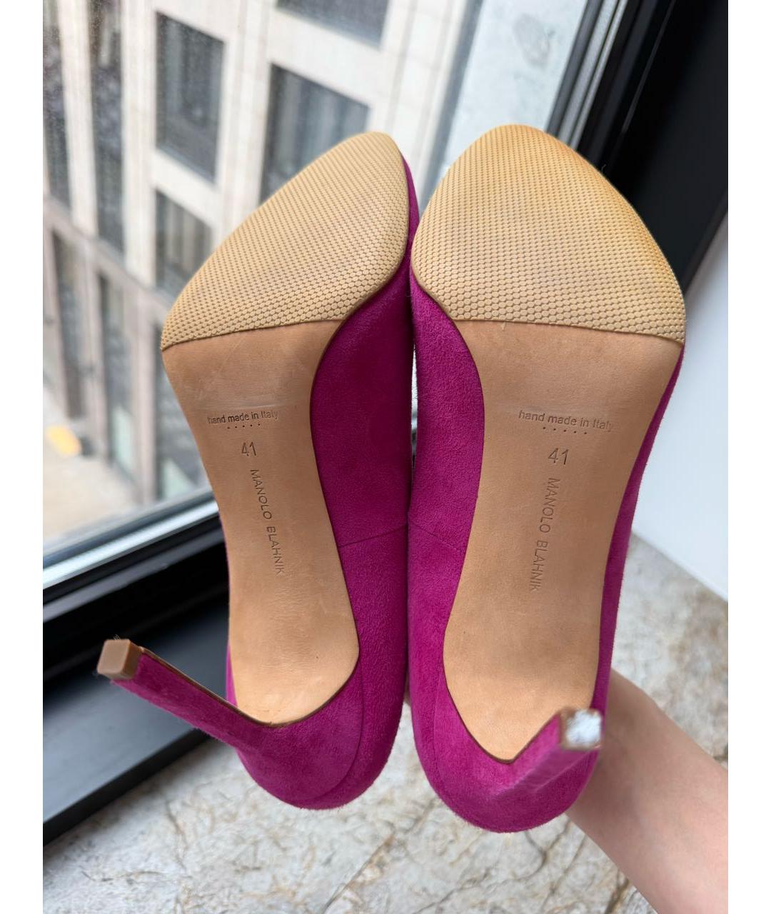 MANOLO BLAHNIK Фуксия замшевые туфли, фото 5