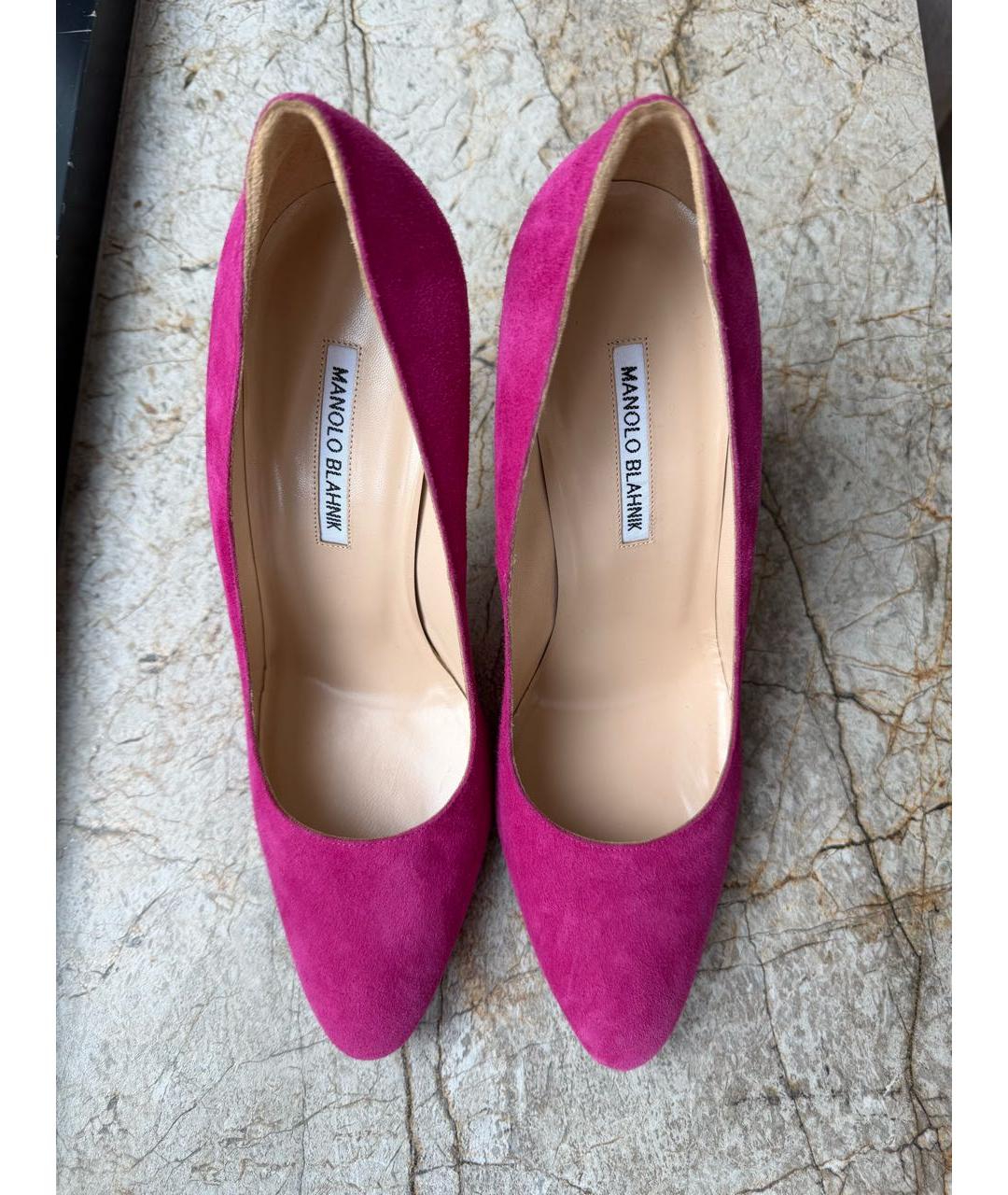 MANOLO BLAHNIK Фуксия замшевые туфли, фото 3