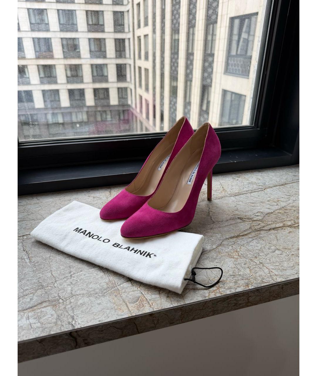 MANOLO BLAHNIK Фуксия замшевые туфли, фото 8