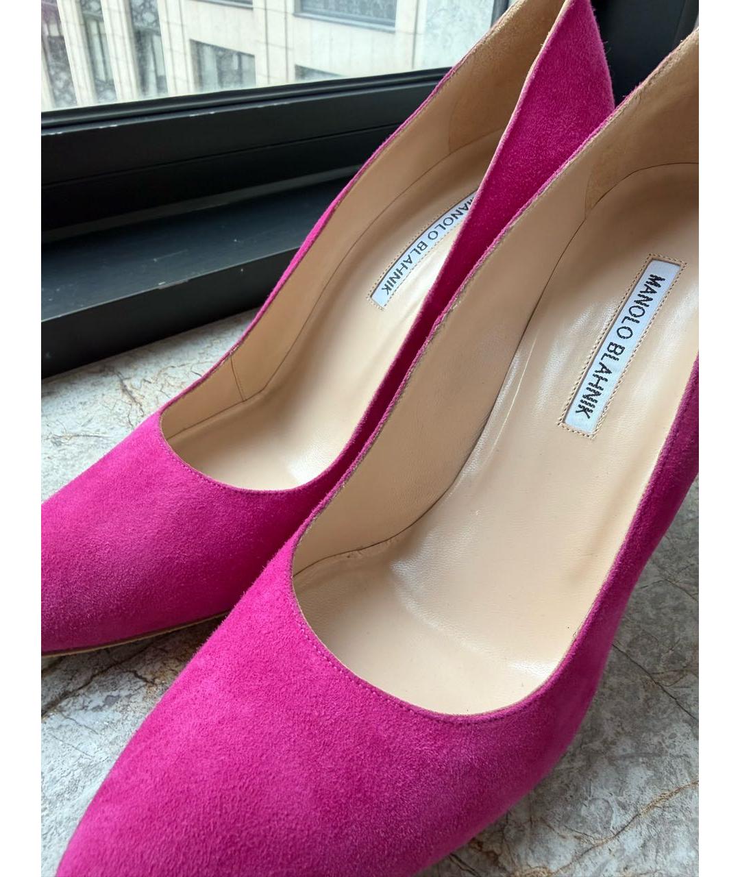 MANOLO BLAHNIK Фуксия замшевые туфли, фото 7