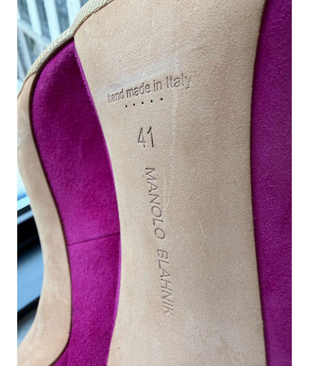 MANOLO BLAHNIK Фуксия замшевые туфли, фото 6