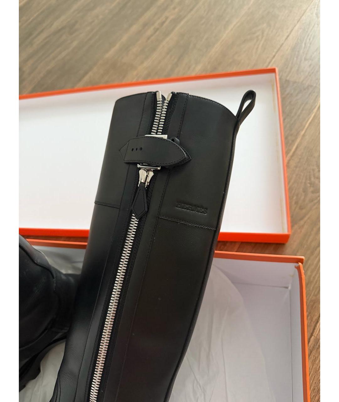 HERMES Черные кожаные сапоги, фото 3