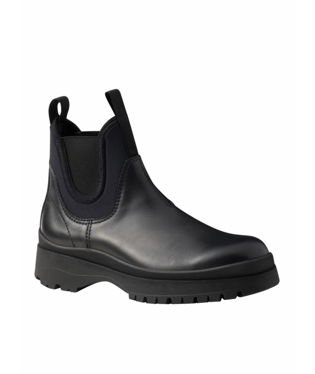 PRADA Черные кожаные полусапоги, фото 1