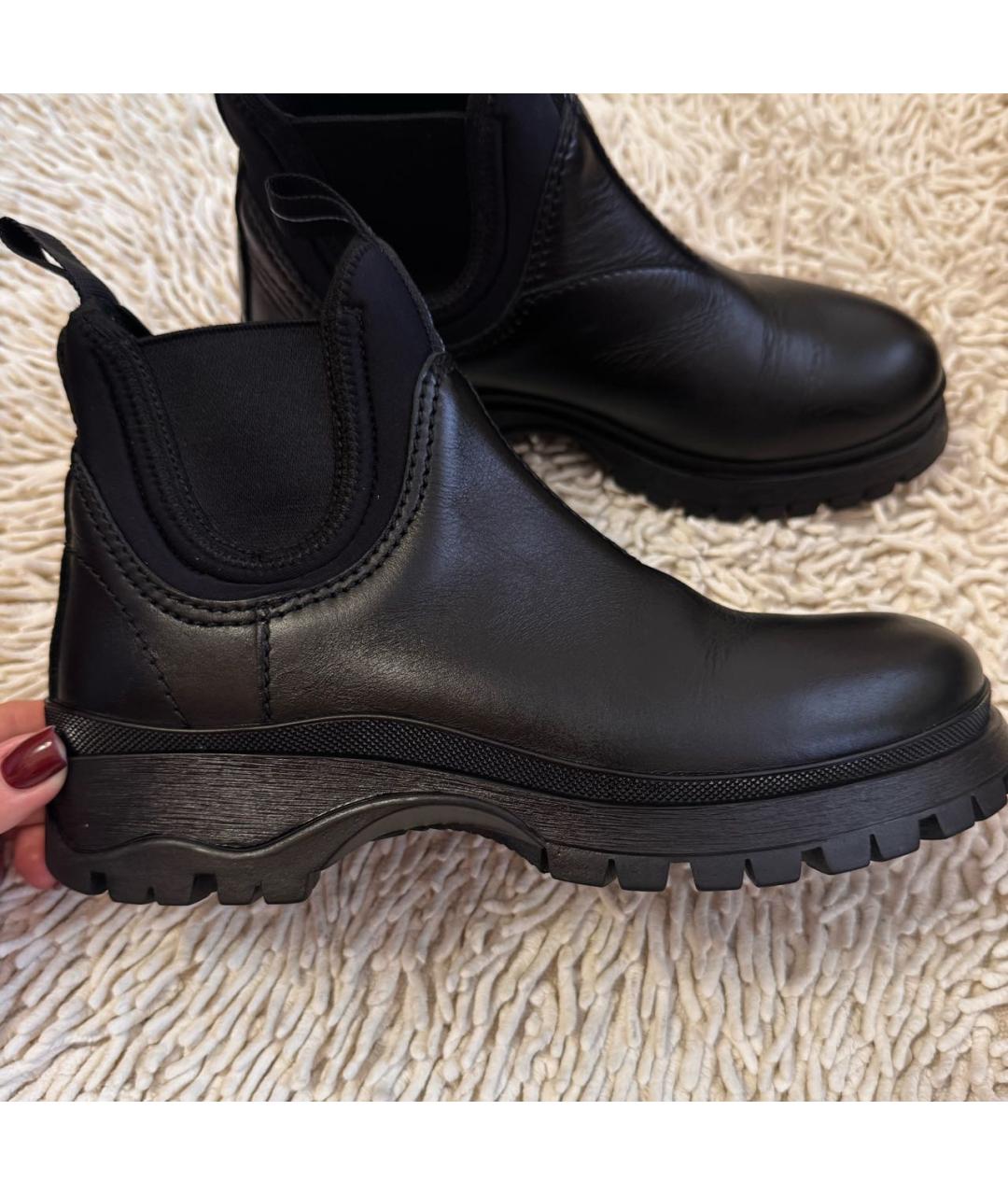 PRADA Черные кожаные полусапоги, фото 8