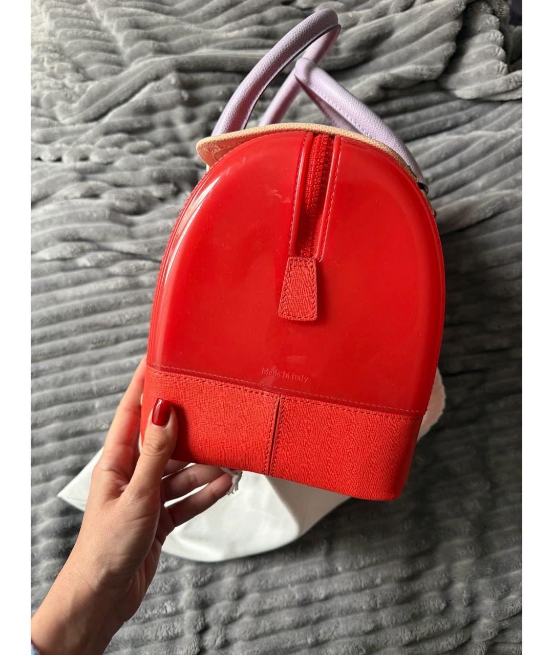 FURLA Коралловая сумка тоут из лакированной кожи, фото 2