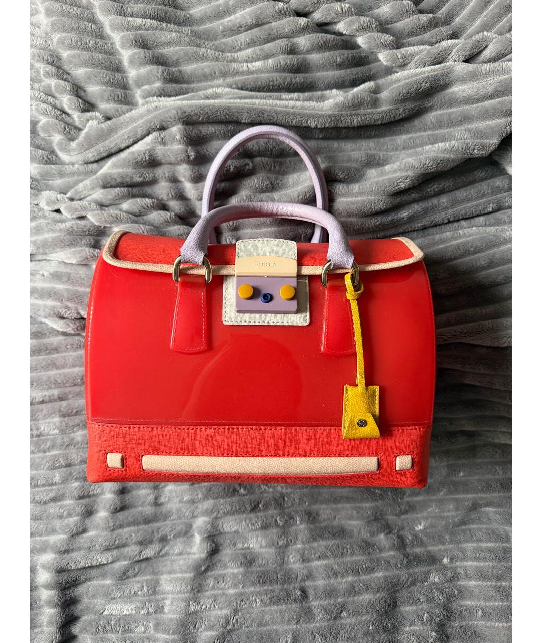 FURLA Коралловая сумка тоут из лакированной кожи, фото 7