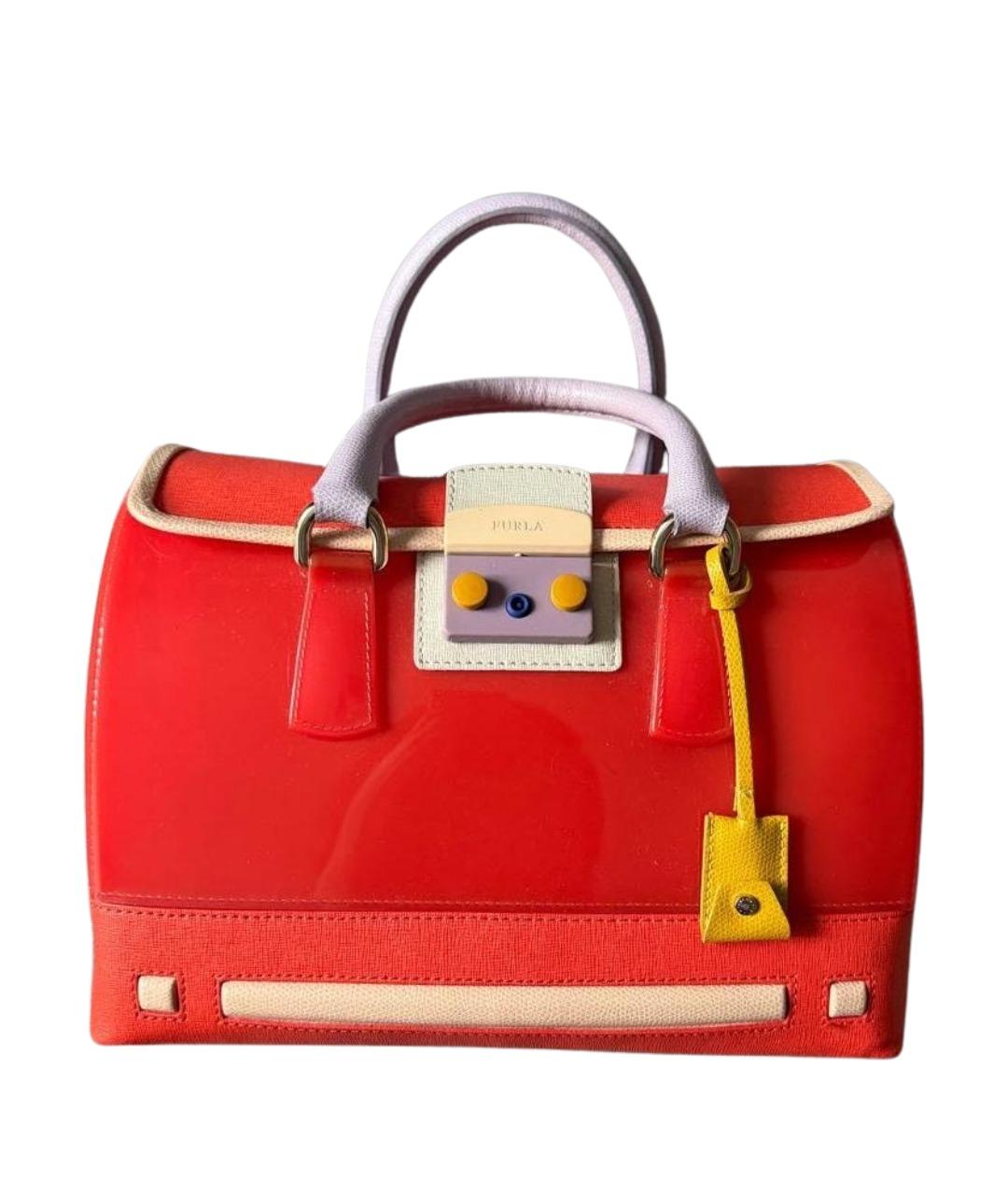 FURLA Коралловая сумка тоут из лакированной кожи, фото 1
