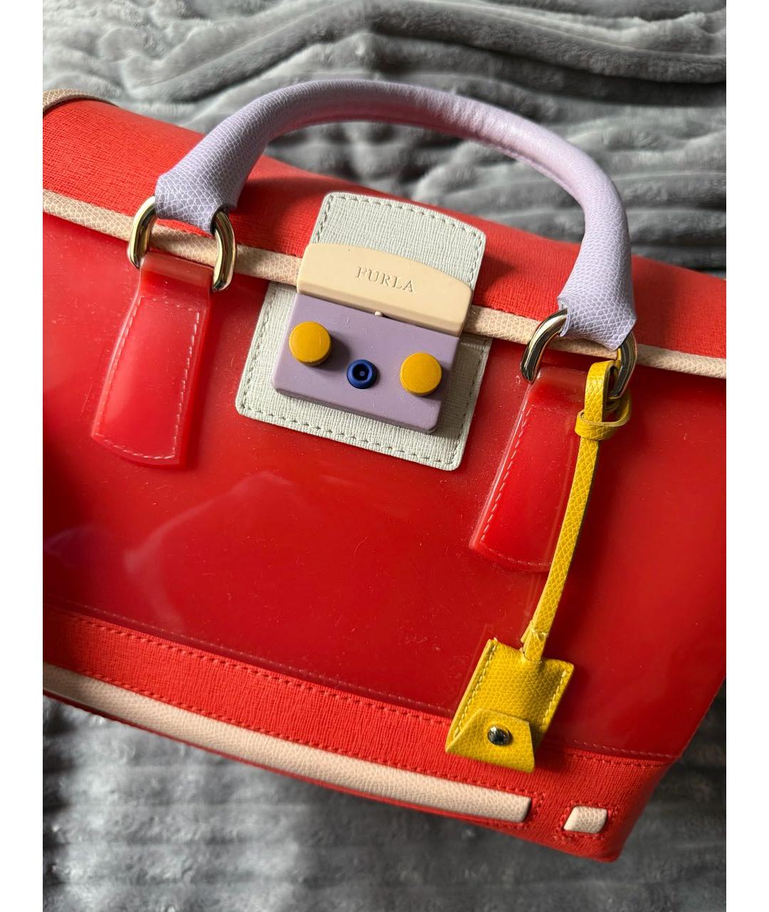 FURLA Коралловая сумка тоут из лакированной кожи, фото 3