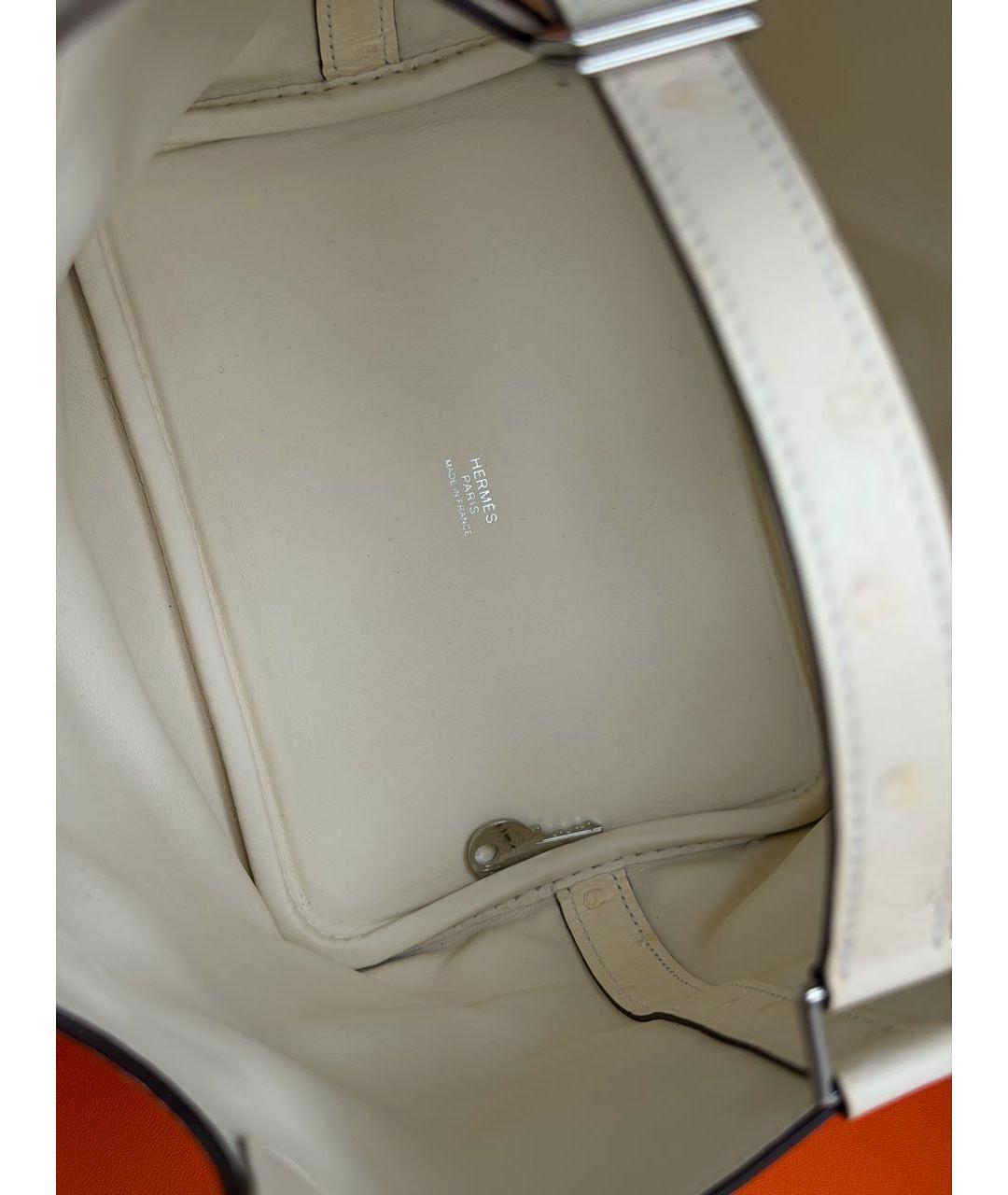 HERMES Белая сумка с короткими ручками из экзотической кожи, фото 6